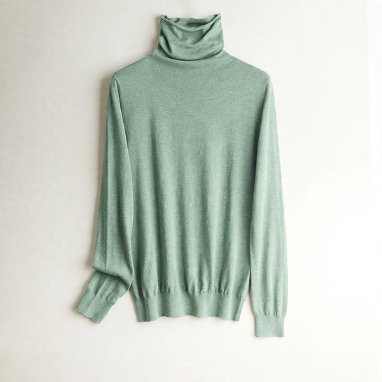 Damen-Strickpullover aus Seide, Stehkragen