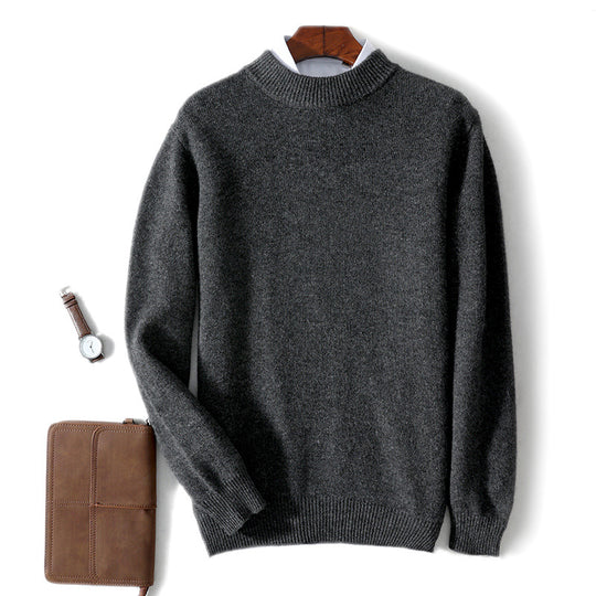 Herren-Wollpullover, Stehkragen, Business-Casual