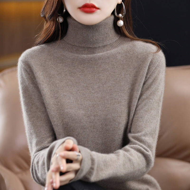 Damen-Rollkragenpullover aus reiner Wolle