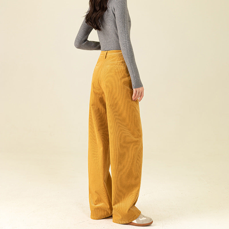 Damen-Cordhose mit hohem Bund und weitem Bein