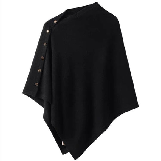 Merinowolle-Poncho mit Goldknopf