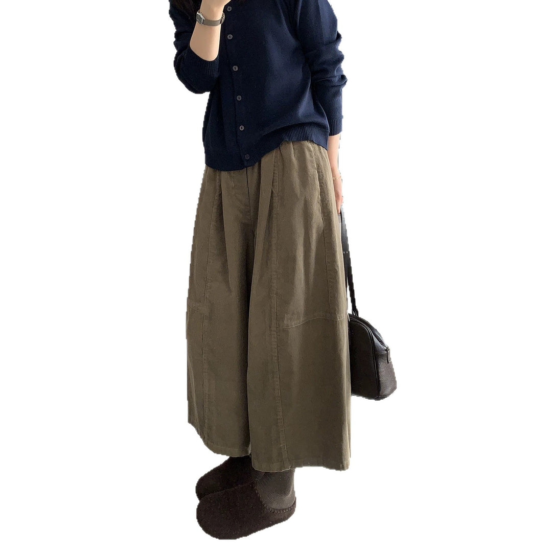 Damen-Kordhose, weit geschnitten, 7/8-Länge