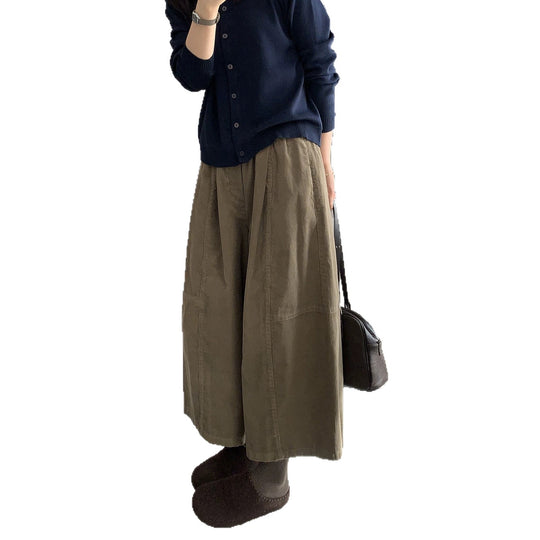 Damen-Kordhose, weit geschnitten, 7/8-Länge