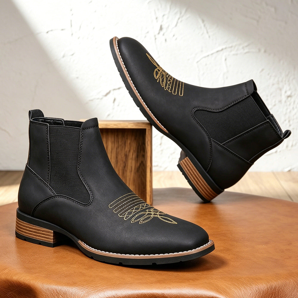 Herren-Chelsea-Stiefel, eckige Kappe, Kunstleder, rutschfest