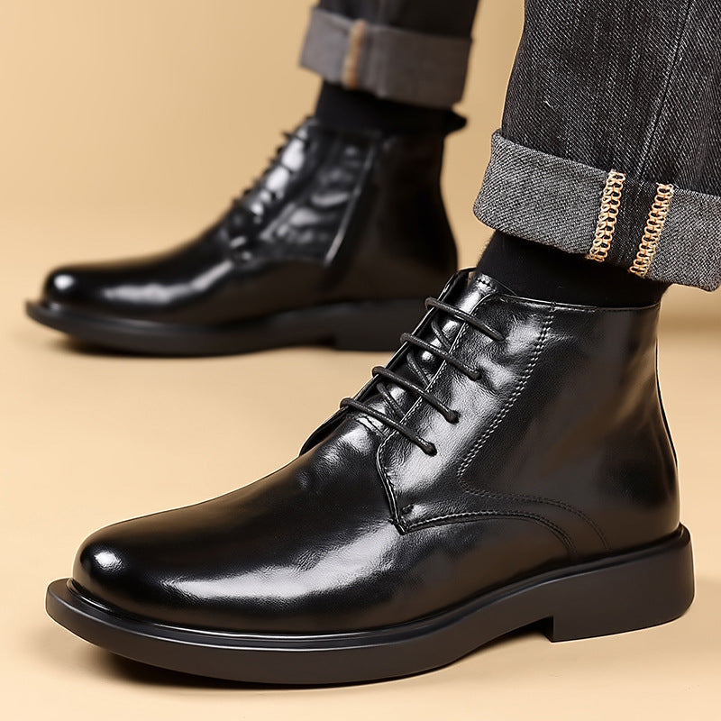 Gefütterte Herren-Lederstiefel für den Winter