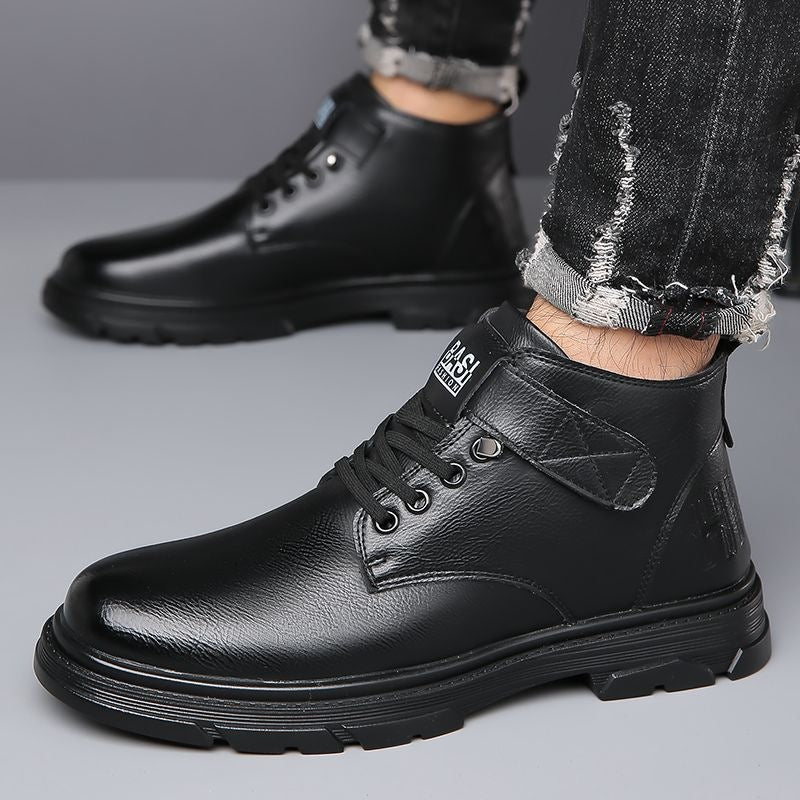 Gefütterte Herren-Winterstiefel, High-Top, PU-Leder