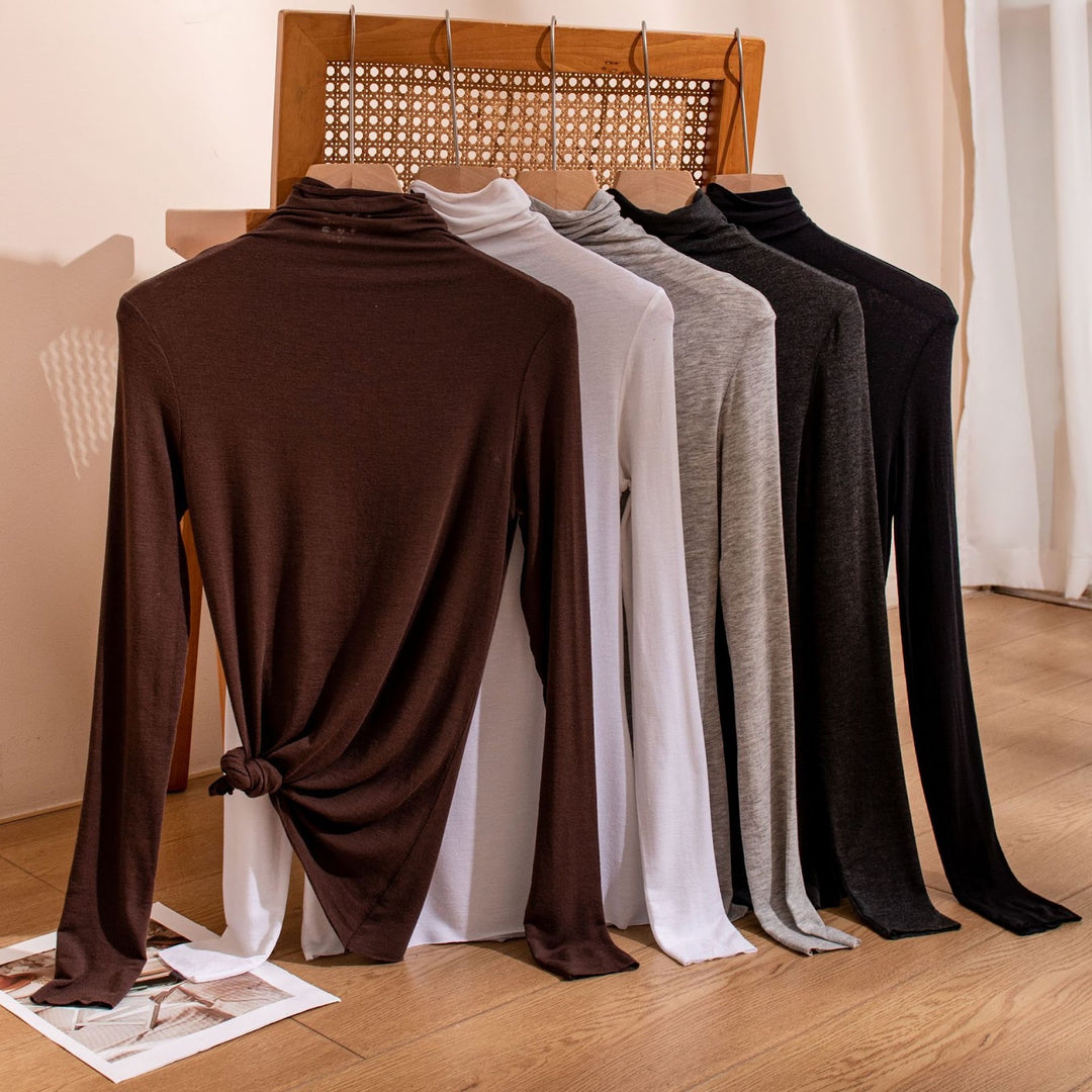Damen-Langarmshirt mit Stehkragen, weich und bequem