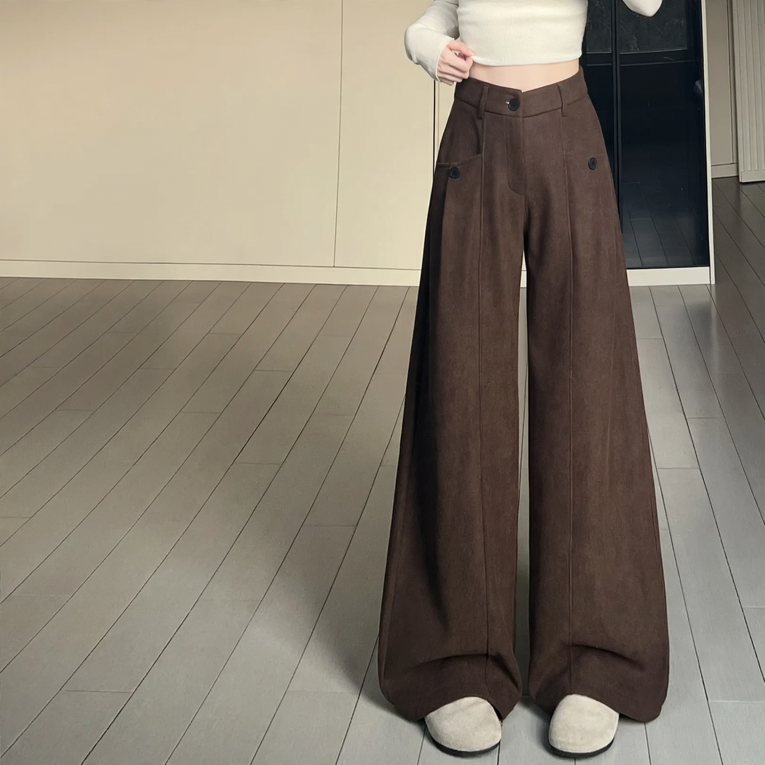 Damen-Cord-Anzughose mit hohem Bund