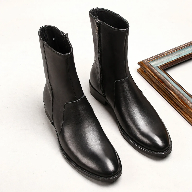 Herren-Lederstiefeletten, klassische Chelsea-Boots