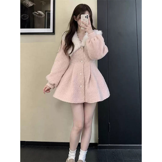 Damen-Jacke aus Lammfleece-Imitat, gefüttert