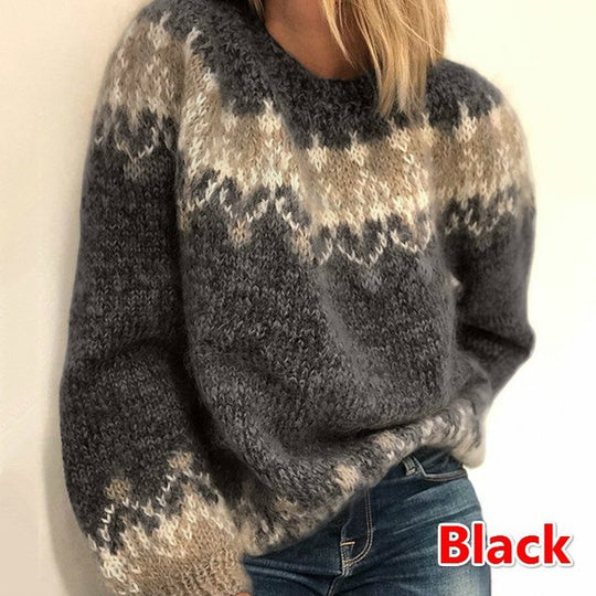 Lockerer Strickpullover aus Mohair-Mix mit Jacquard-Muster
