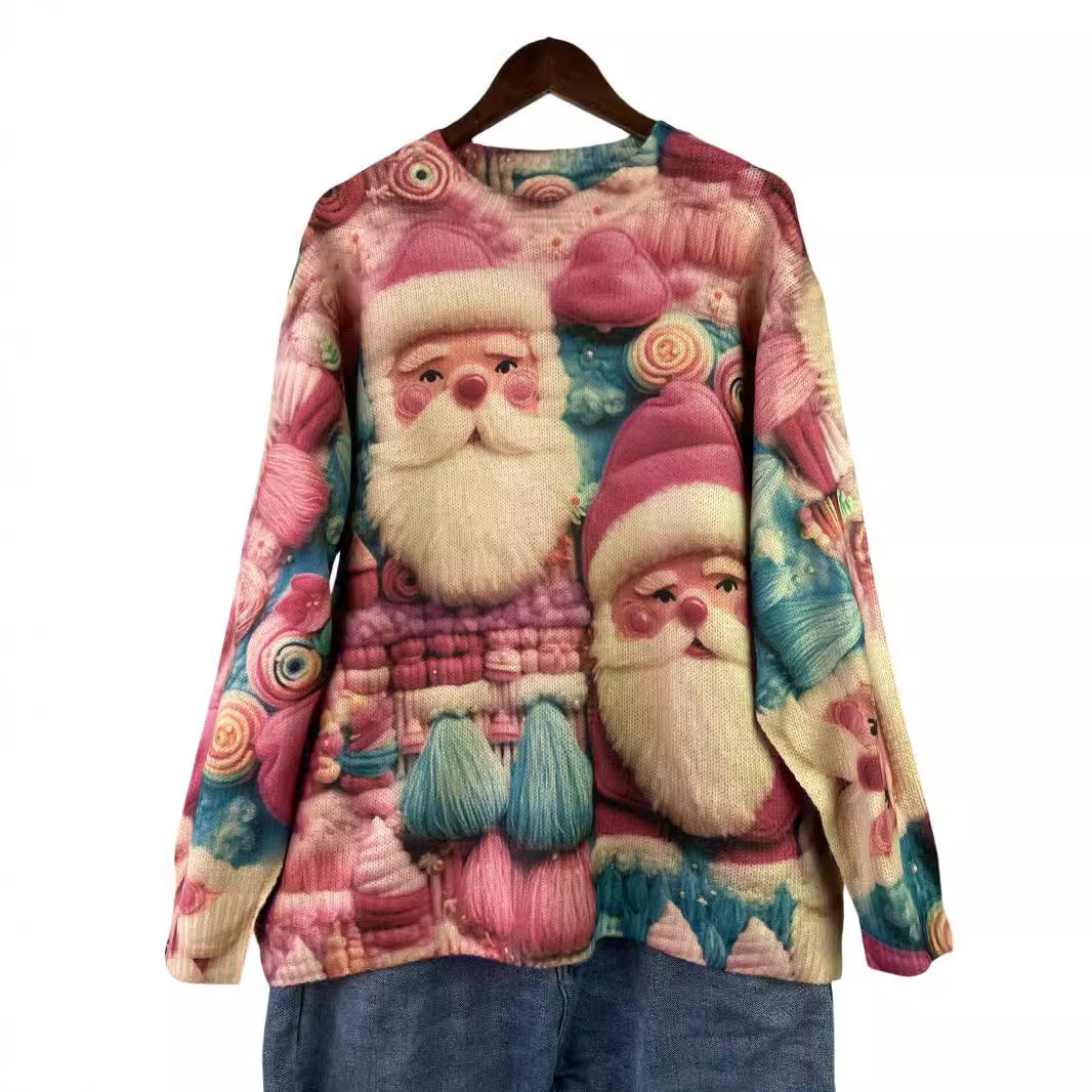 Festlicher Strickpullover mit 3D-Weihnachtsmotiv
