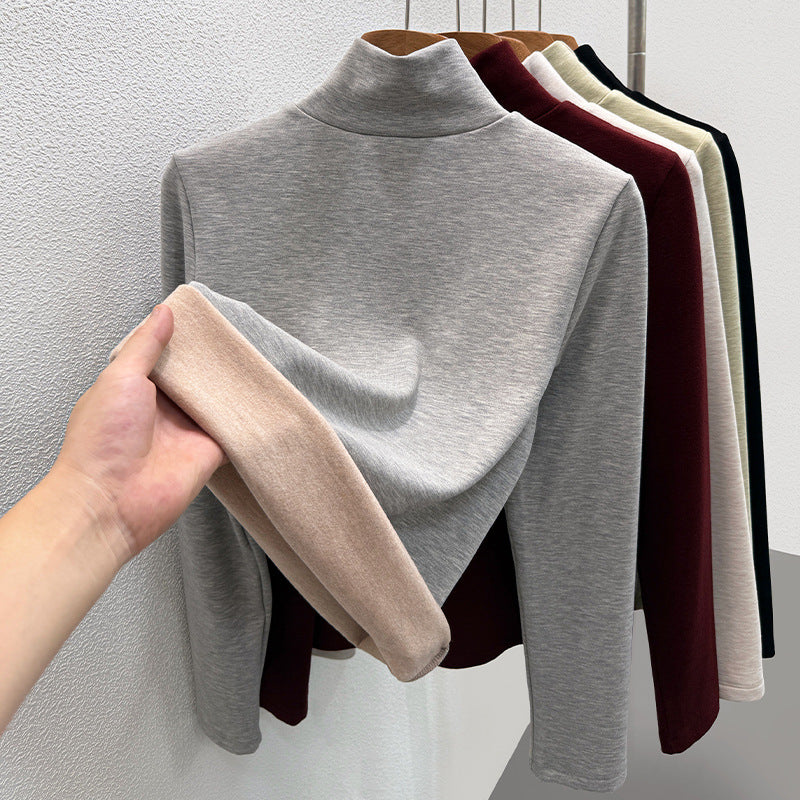 Wollmischung-Rollkragenpullover mit Thermofutter