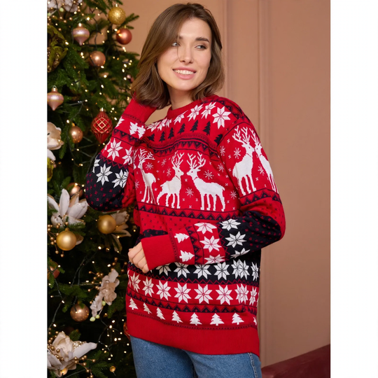 Unisex-Strickpullover mit Rentier-Motiv