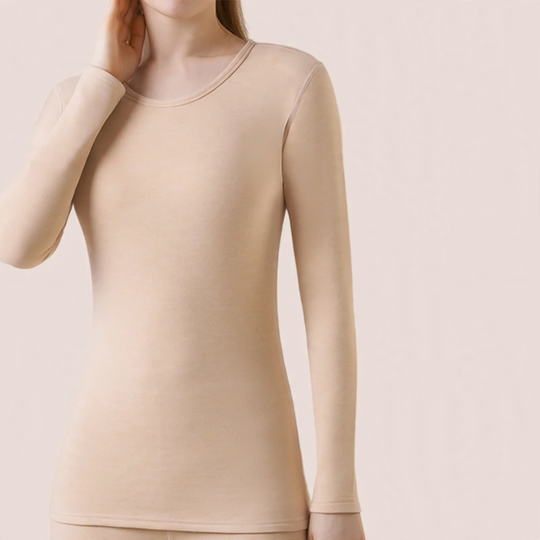 Damen-Langarmshirt, gefüttert, mit Rundhalsausschnitt