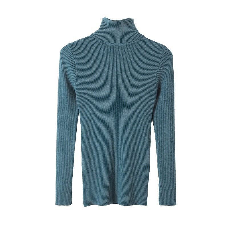 Damen-Strickpullover mit hohem Kragen, figurbetont