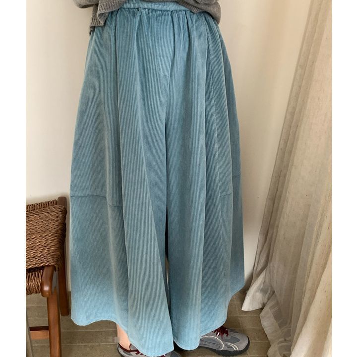 Damen-Cordhose mit weitem Bein und elastischem Bund