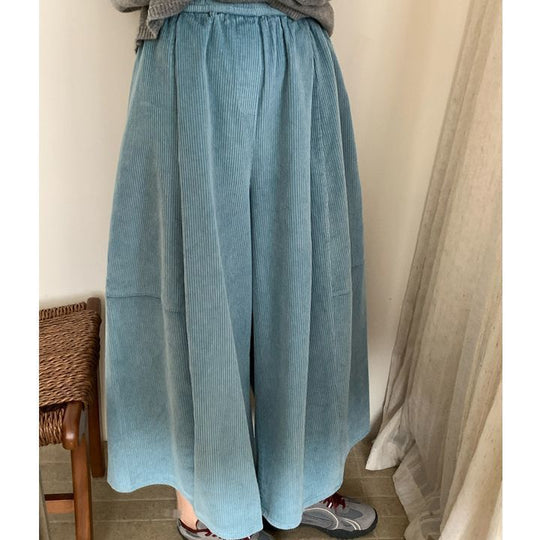 Damen-Cordhose mit weitem Bein und elastischem Bund