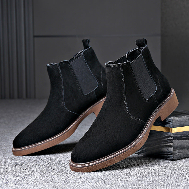 Herren-Chelsea-Boots, Rindsleder, gefüttert, spitz zulaufend