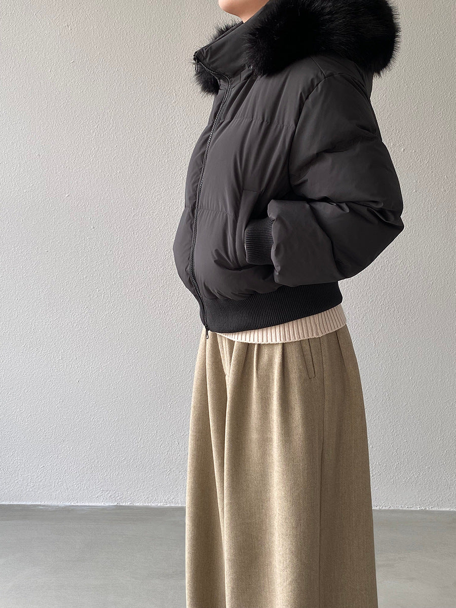 Kurze Daunenjacke für Damen, 90% weiße Entendaunen
