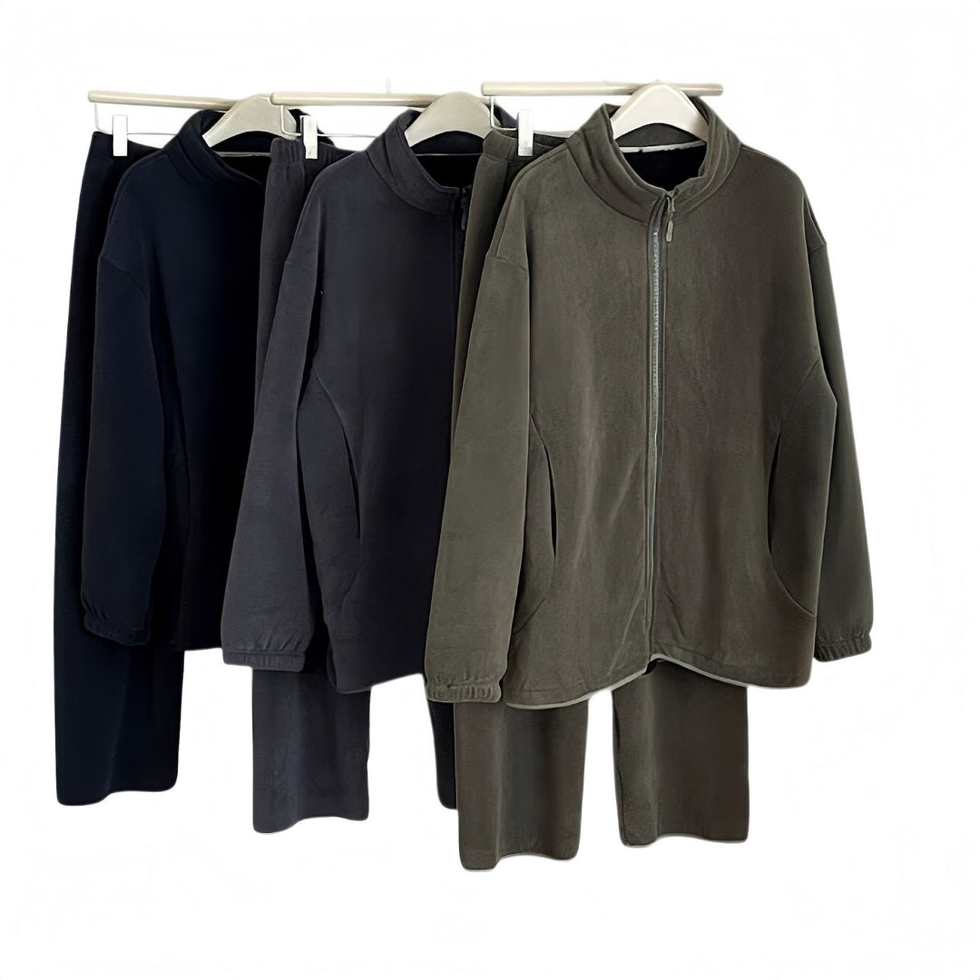 Extra warmer Herren-Hausanzug, Delfin-Fleece, Reißverschluss