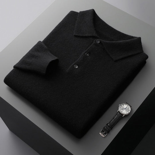 Herren Pullover, Polo-Kragen, Wolle-Kaschmir, Business