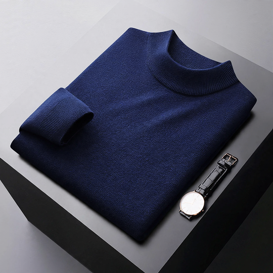 Herren-Wollpullover, Stehkragen, gefüttert