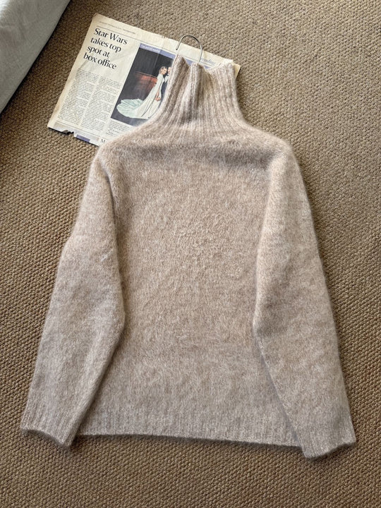 Damen-Rollkragenpullover aus 100% Schafwolle, locker