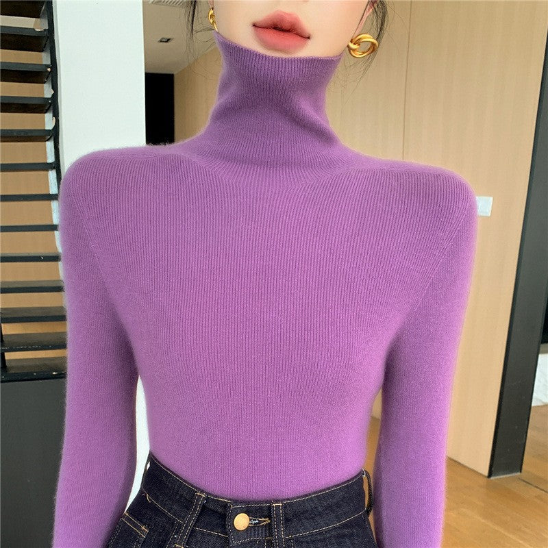 Damen-Strickpullover mit Stehkragen, figurbetont