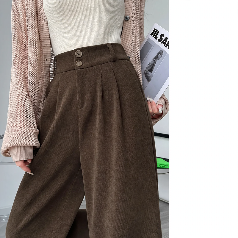 Damen-Cordhose, weit geschnitten, gefüttert