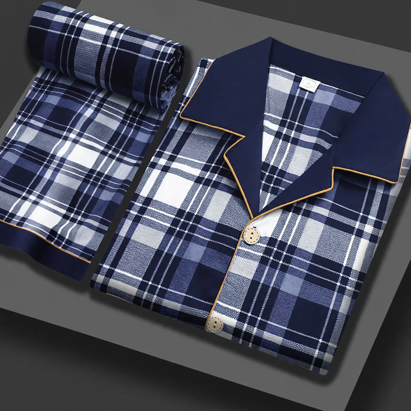 Herren-Pyjama-Set, 100% Baumwolle, vielseitig tragbar