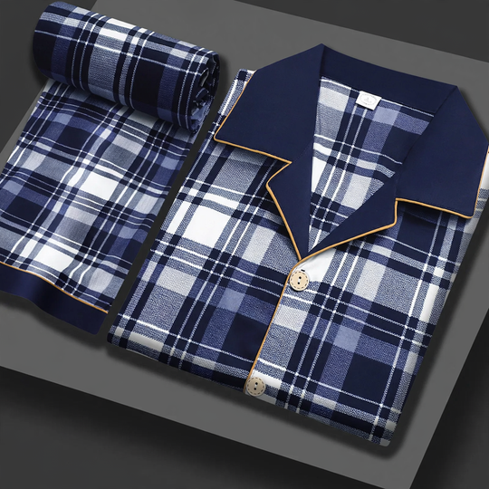 Herren-Pyjama-Set, 100% Baumwolle, vielseitig tragbar