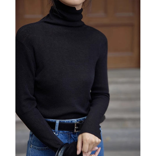 Damen-Wollpullover mit Stehkragen