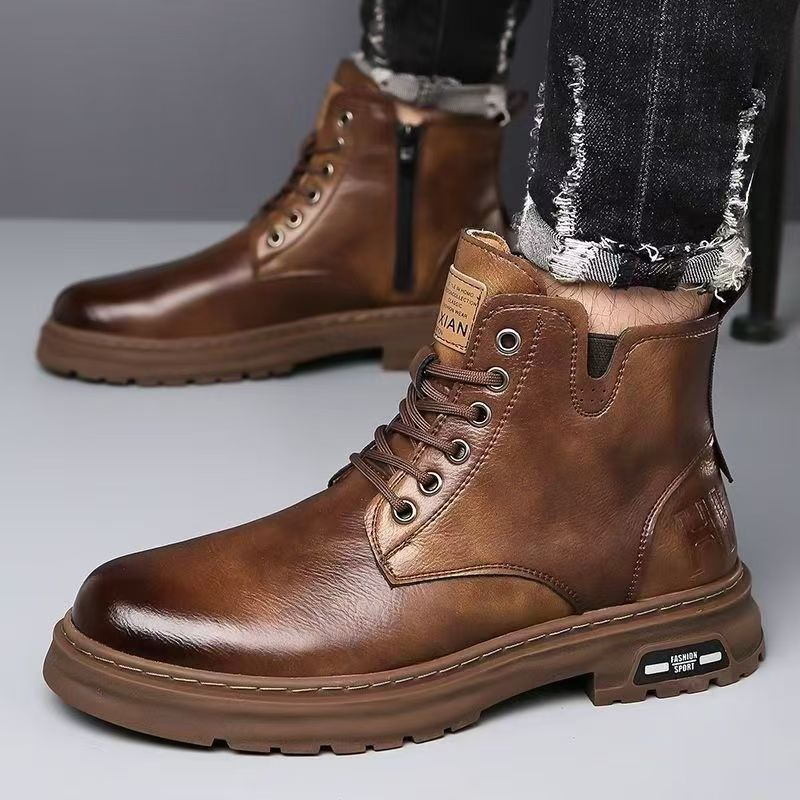 Herren-Stiefel aus Rindsleder, gefüttert