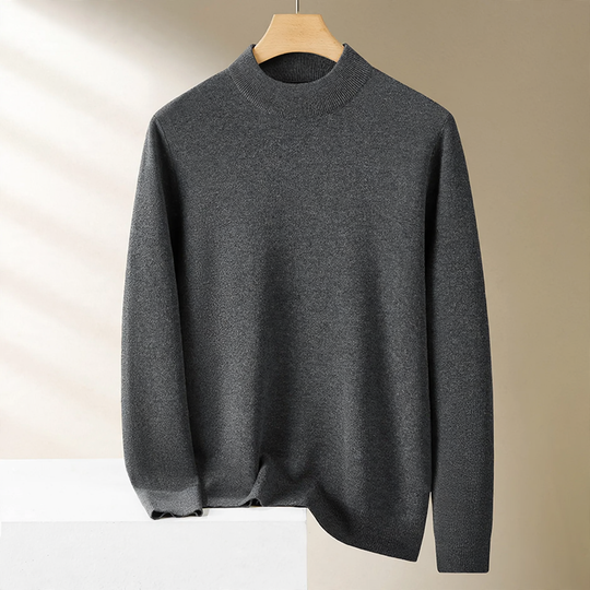 Herren-Wollpullover, Stehkragen, gefüttert