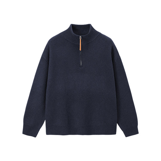 Herren-Strickpullover mit halbem Reißverschluss
