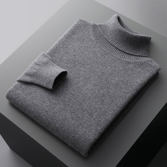 Herren-Rollkragenpullover, einfarbig, langärmelig, Strick