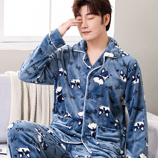 Warmer Herren-Hausanzug aus Flanell