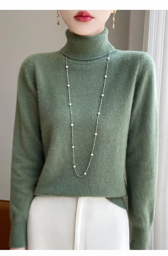Damen-Rollkragenpullover aus reiner Wolle