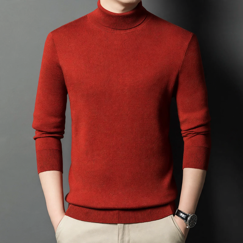 Herren-Strickpullover aus Wolle, Stehkragen, warm