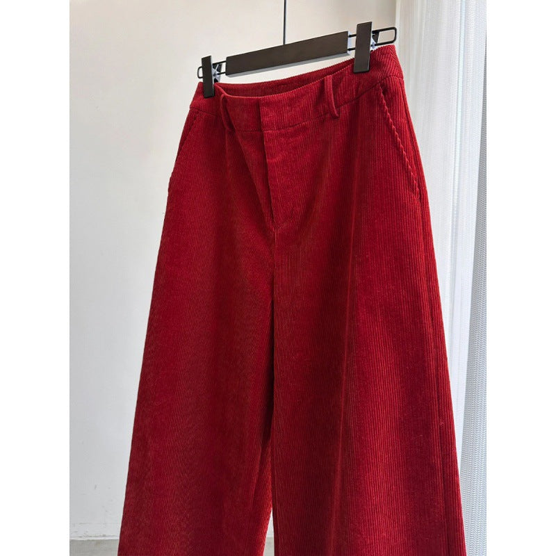 Damen-Cordhose, weit geschnitten, gerade Passform