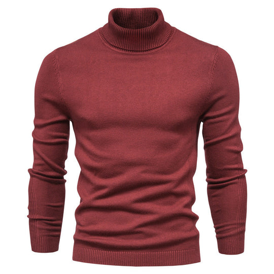 Herren-Rollkragenpullover, gestrickt, einfarbig