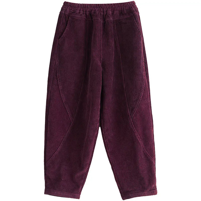 Gefütterte Damen-Cordhose, Karottenform, große Größen
