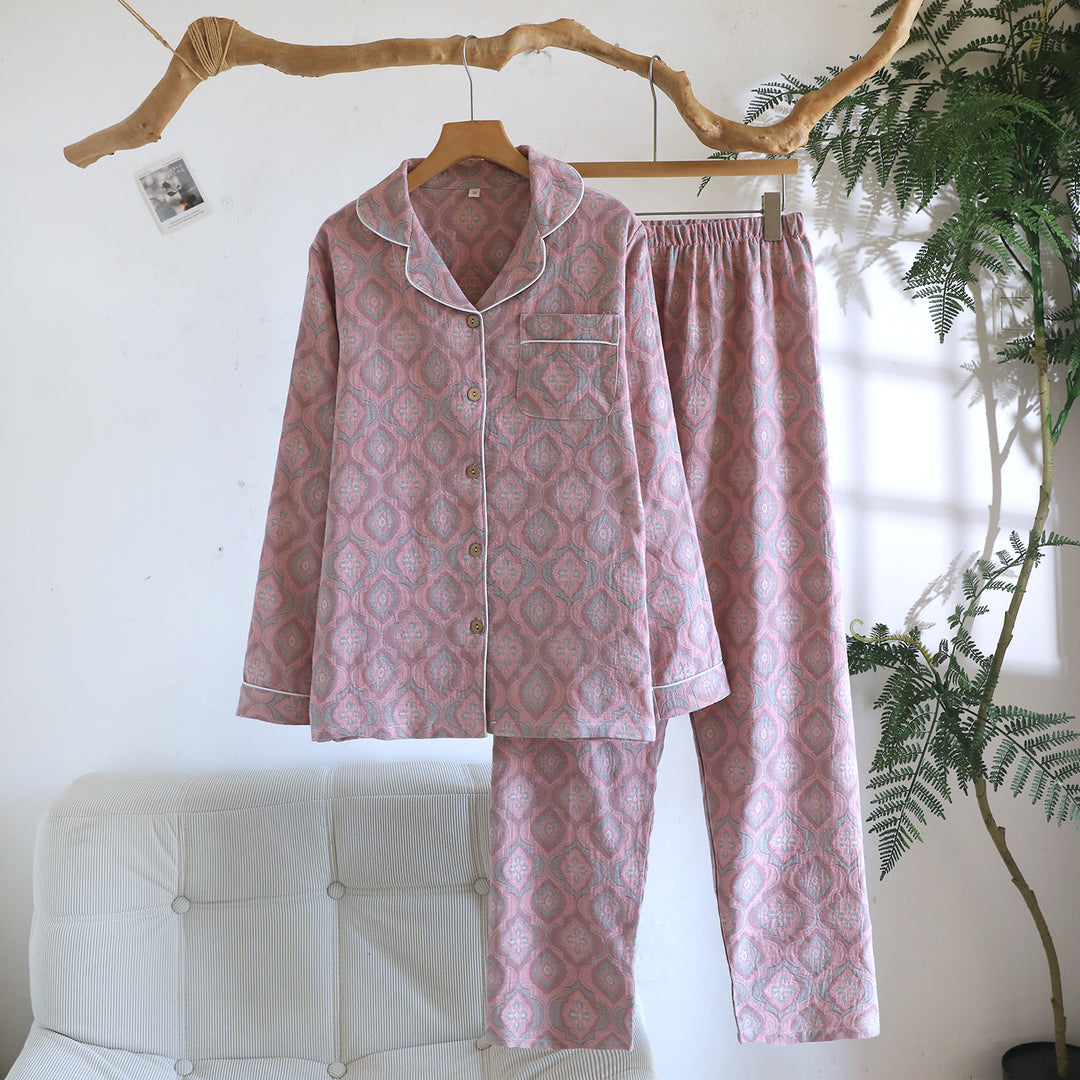 Damen-Schlafanzug aus Baumwoll-Jacquard