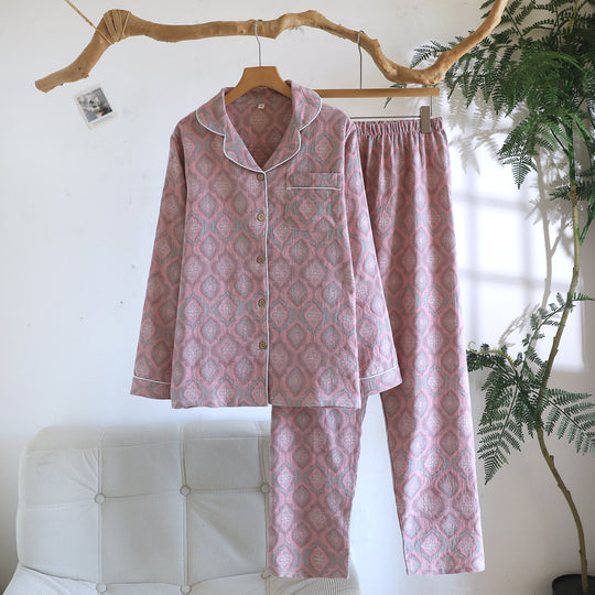 Damen-Schlafanzug aus Baumwoll-Jacquard