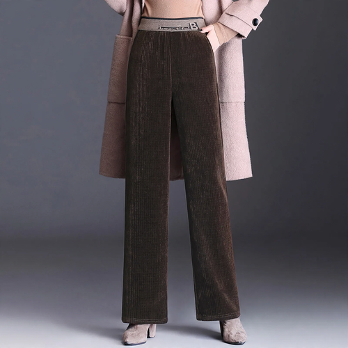 Gefütterte Damen-Cordhose mit hohem Bund