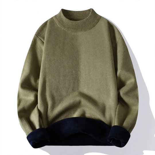 Herren-Pullover mit Stehkragen, gefüttert, locker