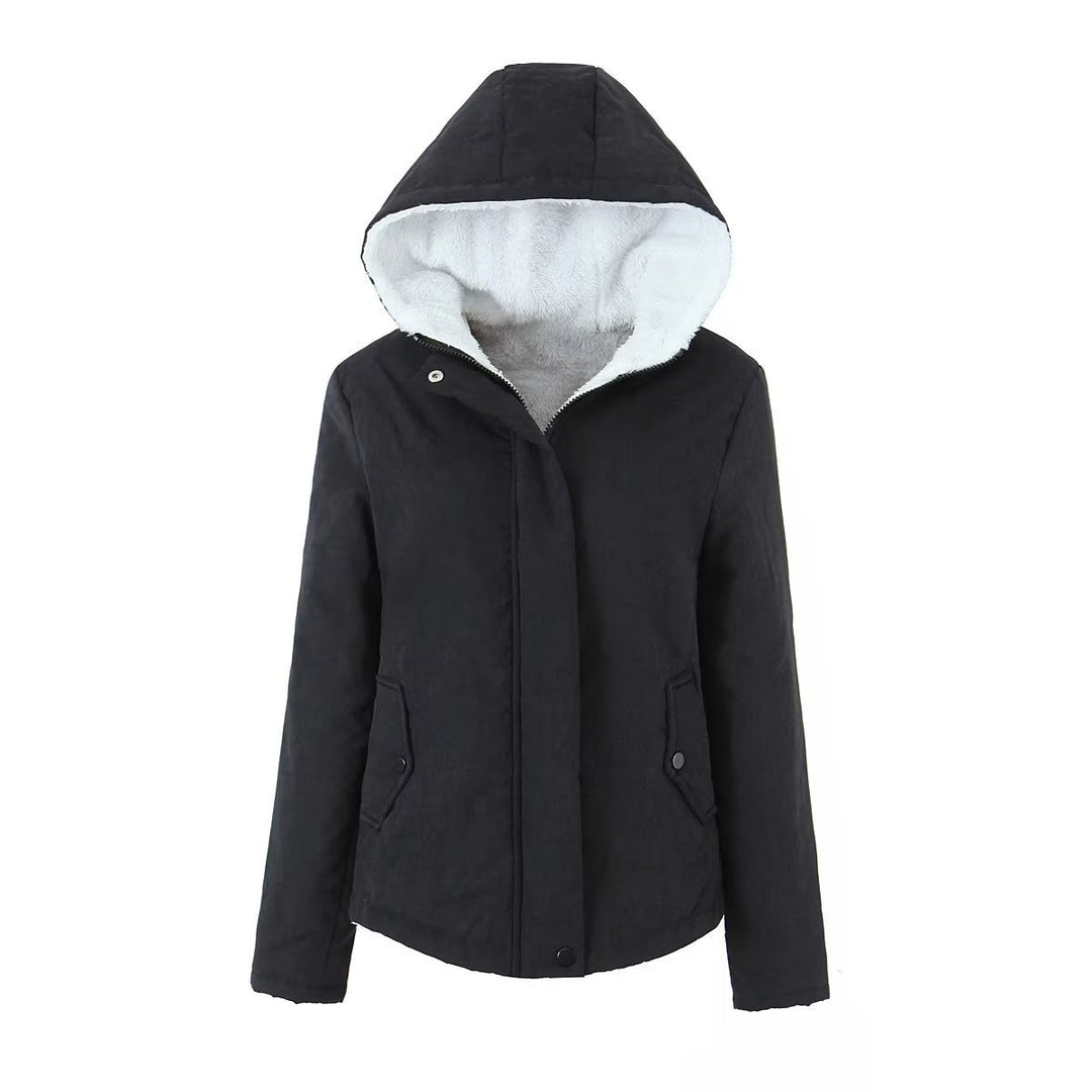 Gefütterte Damen-Kapuzenjacke im College-Stil