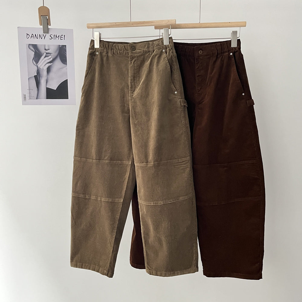 Lässige Cord-Cargohose mit elastischem Bund