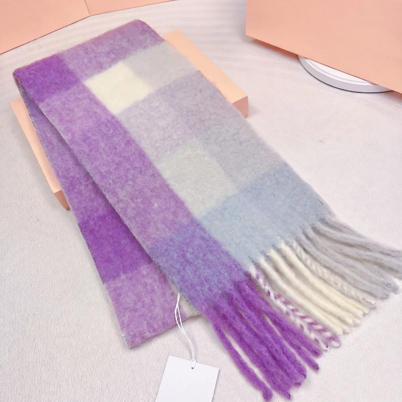 Langer Regenbogen-Schal aus Mohair-Wollmischung